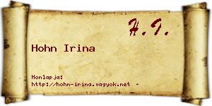 Hohn Irina névjegykártya